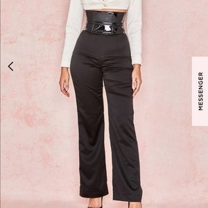 Black stretched high waisted trousers
